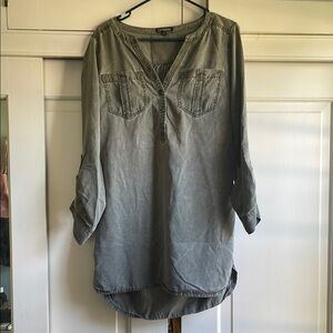 Express Army Green Women's Long Sleeve Mini Dress